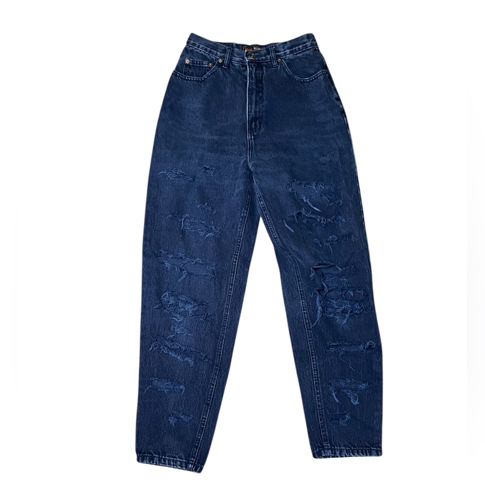 Vintage 90s Route 66 High Rise Destroyed Mom Jeans Grunge 9/10 Blue